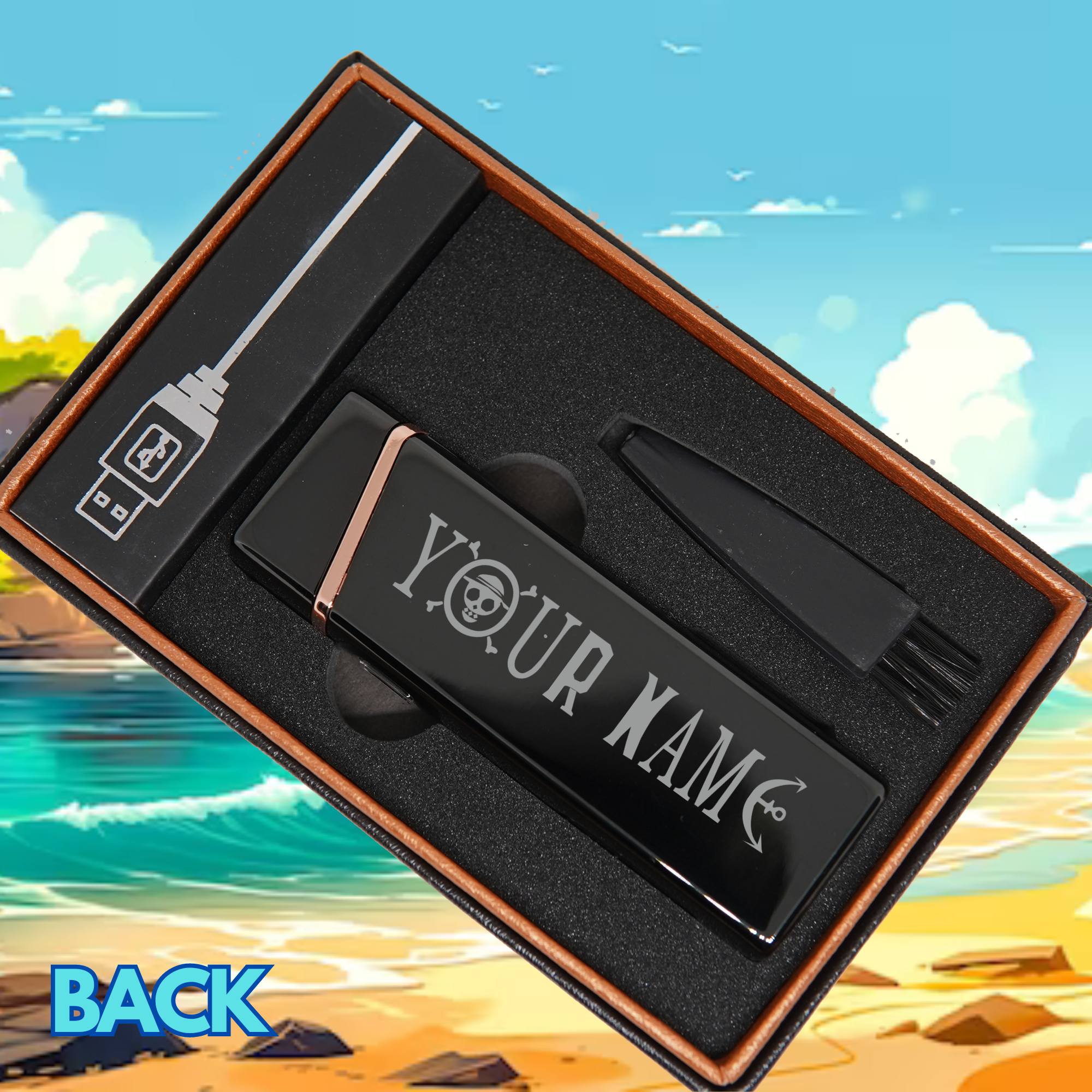 One Piece Electric Lighter back with custom name