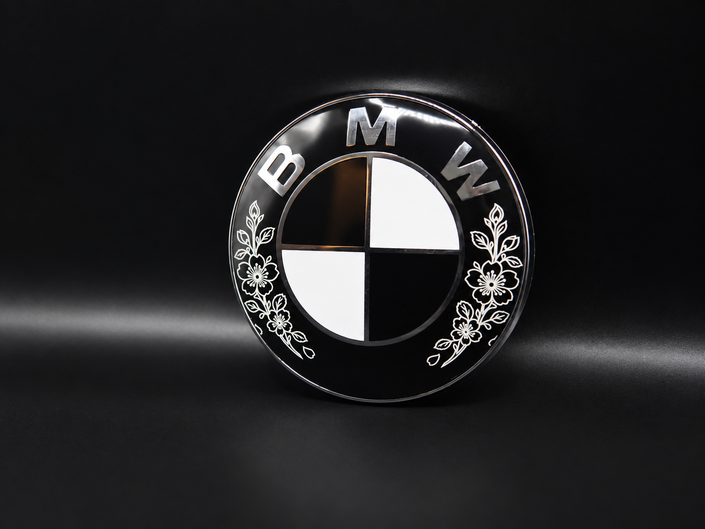 Engraved BMW badge, front view