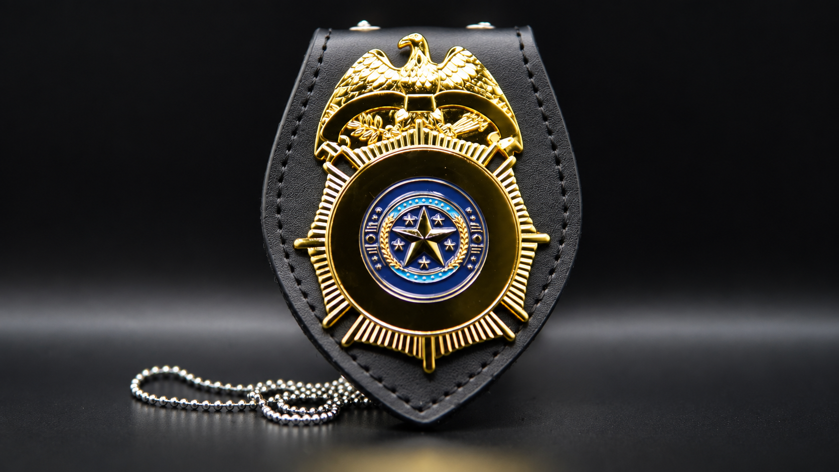 Gold engraved police style badge