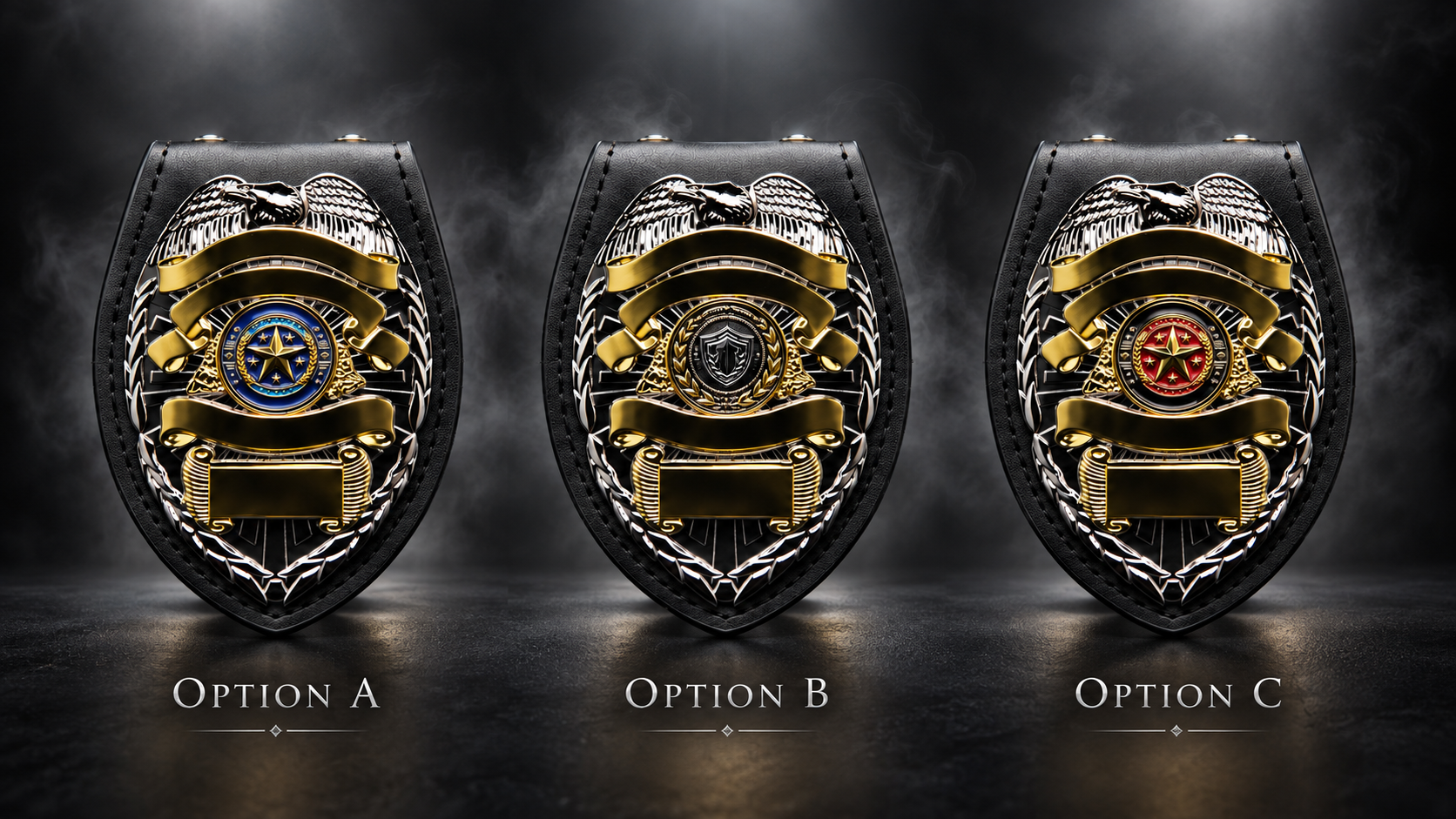 Custom Police Badge 1 centre logo options A, B and C